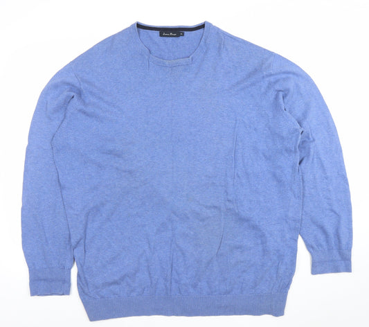 James Pringle Men’s Blue Cotton Crew Neck Jumper XL Classic Fit