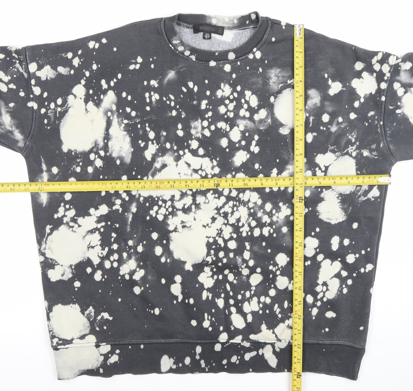 Missguided Women Black & White Tie Dye Pullover Sweatshirt UK 8
