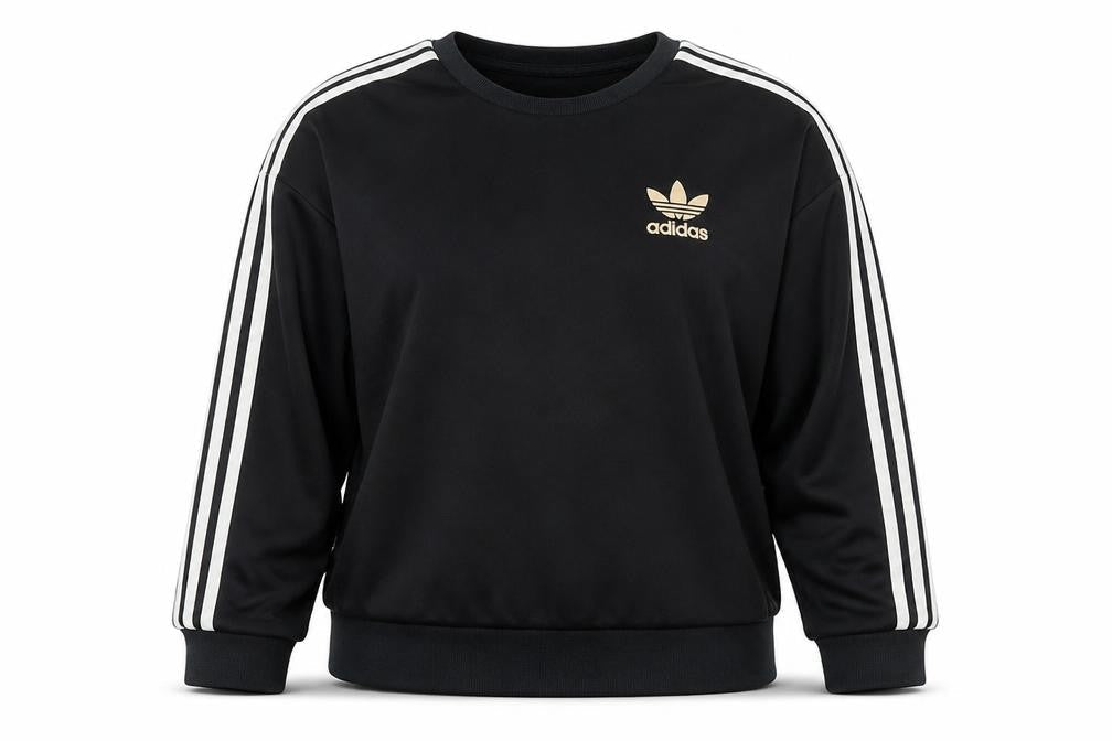 Adidas Women Black Crew Neck Pullover Sweatshirt Size S Cotton Blend