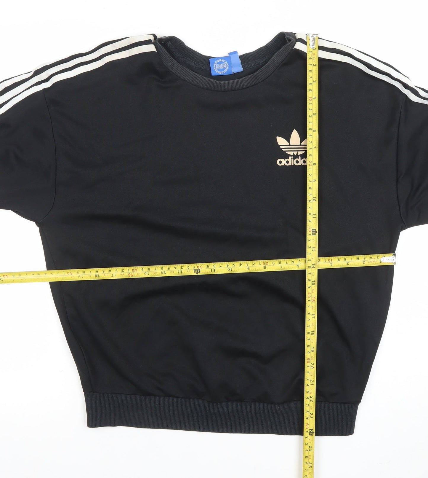 Adidas Women Black Crew Neck Pullover Sweatshirt Size S Cotton Blend