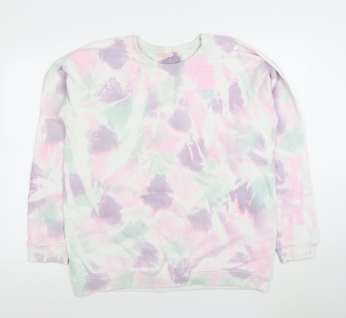 Strong Girls Club Women's Pink Tie-Dye Organic Cotton Pullover Sweatshirt L