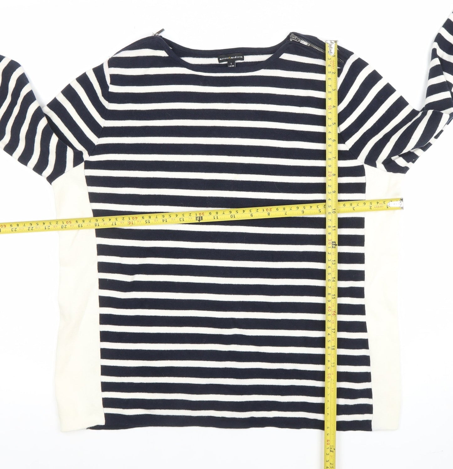 Mercer & Madison Women's Blue Striped Cotton Jumper Size 14 L