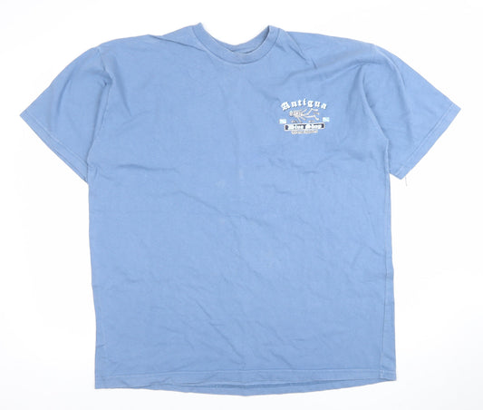 Jerzees Men's Blue Antigua Dive Shop Graphic Cotton T-Shirt XL