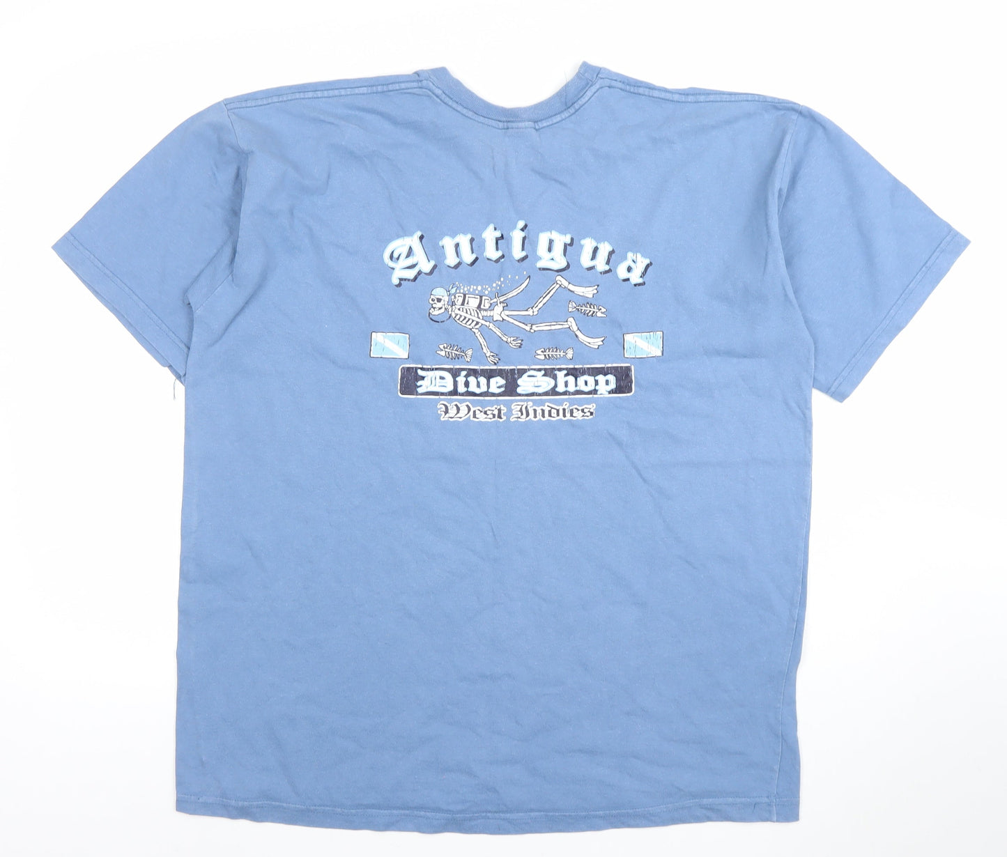 Jerzees Men's Blue Antigua Dive Shop Graphic Cotton T-Shirt XL