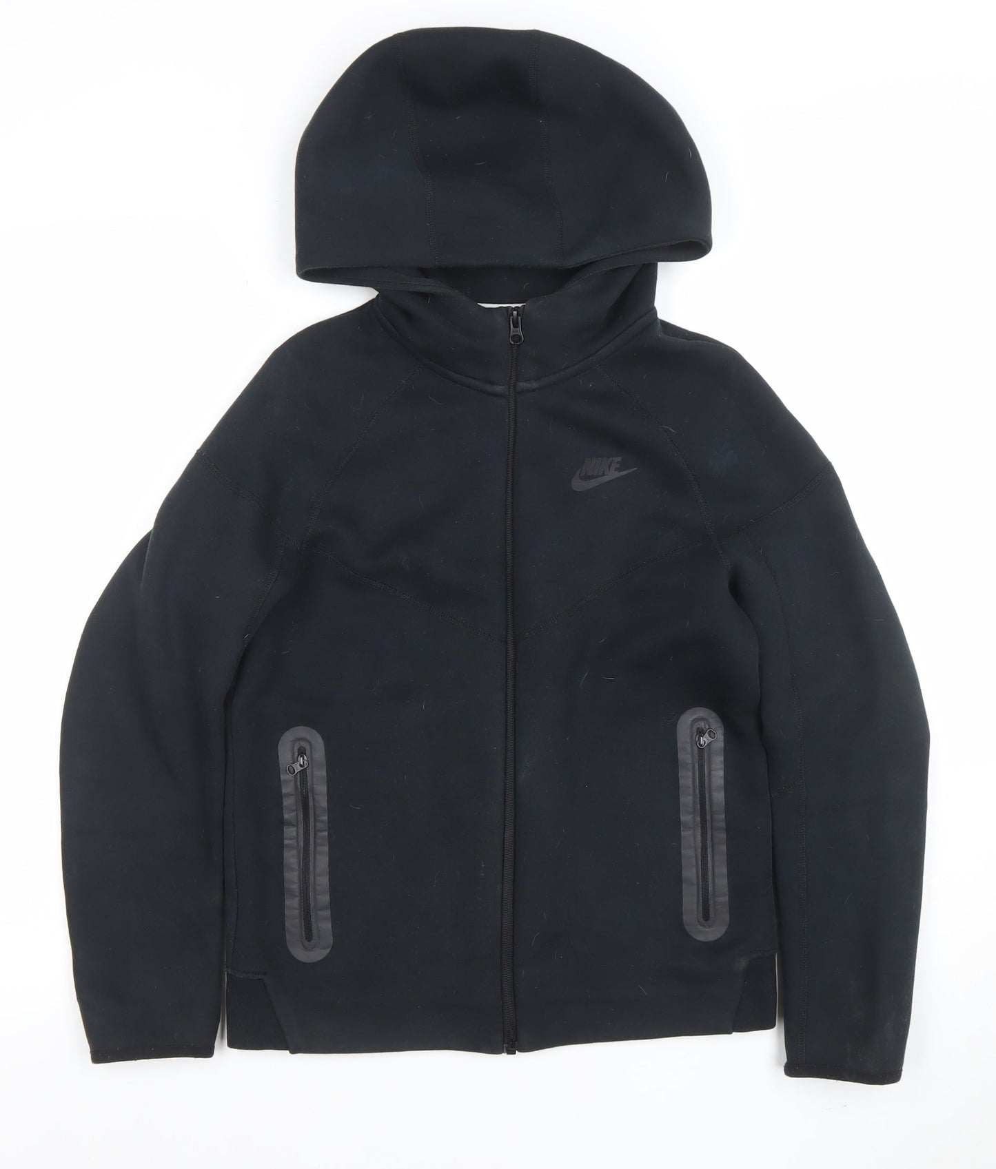 Nike Boys Black Full Zip Hoodie Size L 147-158cm Softshell Logo Pockets