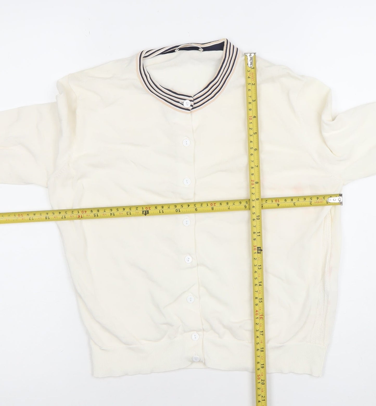 Paul Smith Women Ivory Cotton Collared Button Cardigan L