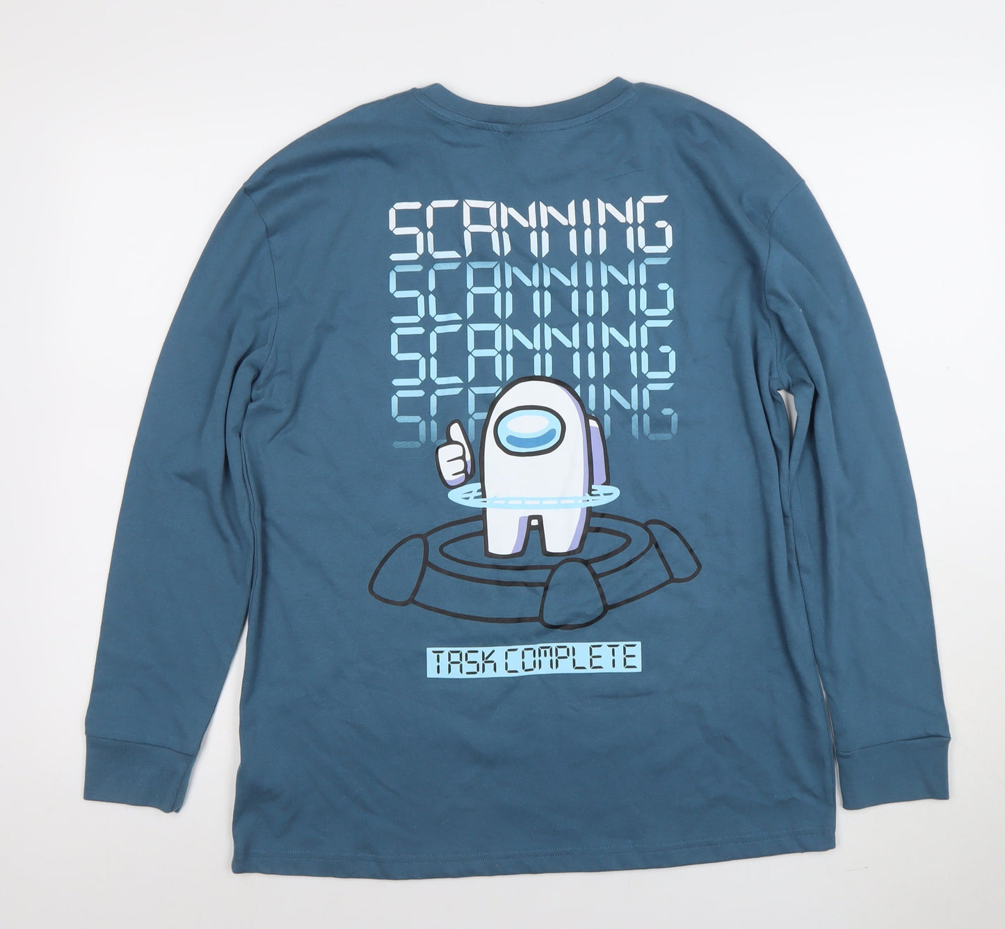 Marks and Spencer Boys Blue Among Us Long Sleeve Graphic T-Shirt 8-9 Years