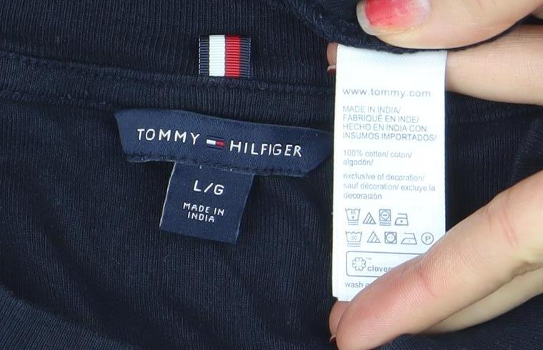 Tommy Hilfiger Women’s Blue Cotton Long Sleeve Crew Neck T-Shirt Size L