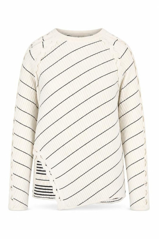 Jonathan Simkhai Womens White Striped Ribbed Pullover Jumper XS