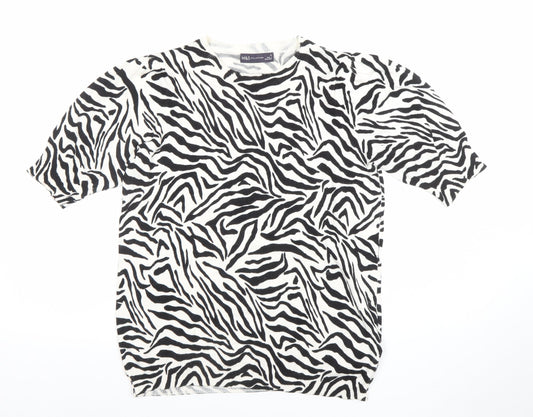 Marks and Spencer Womens Black Zebra Animal Print Knit T-Shirt Size 12