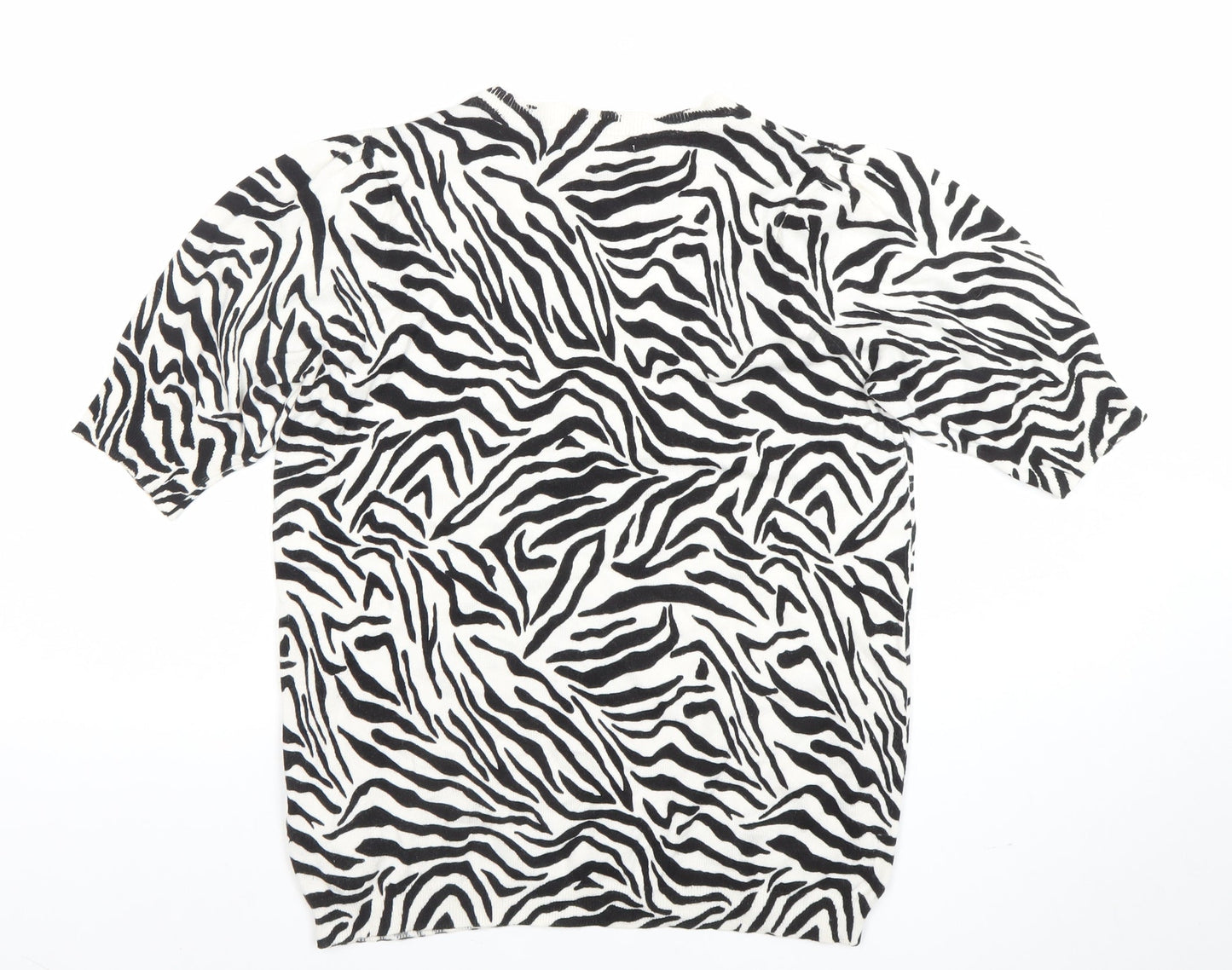 Marks and Spencer Womens Black Zebra Animal Print Knit T-Shirt Size 12