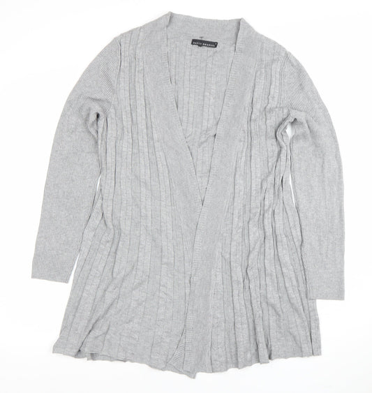 David Emanuel Women Grey Long Sleeve V-Neck Cardigan Size S