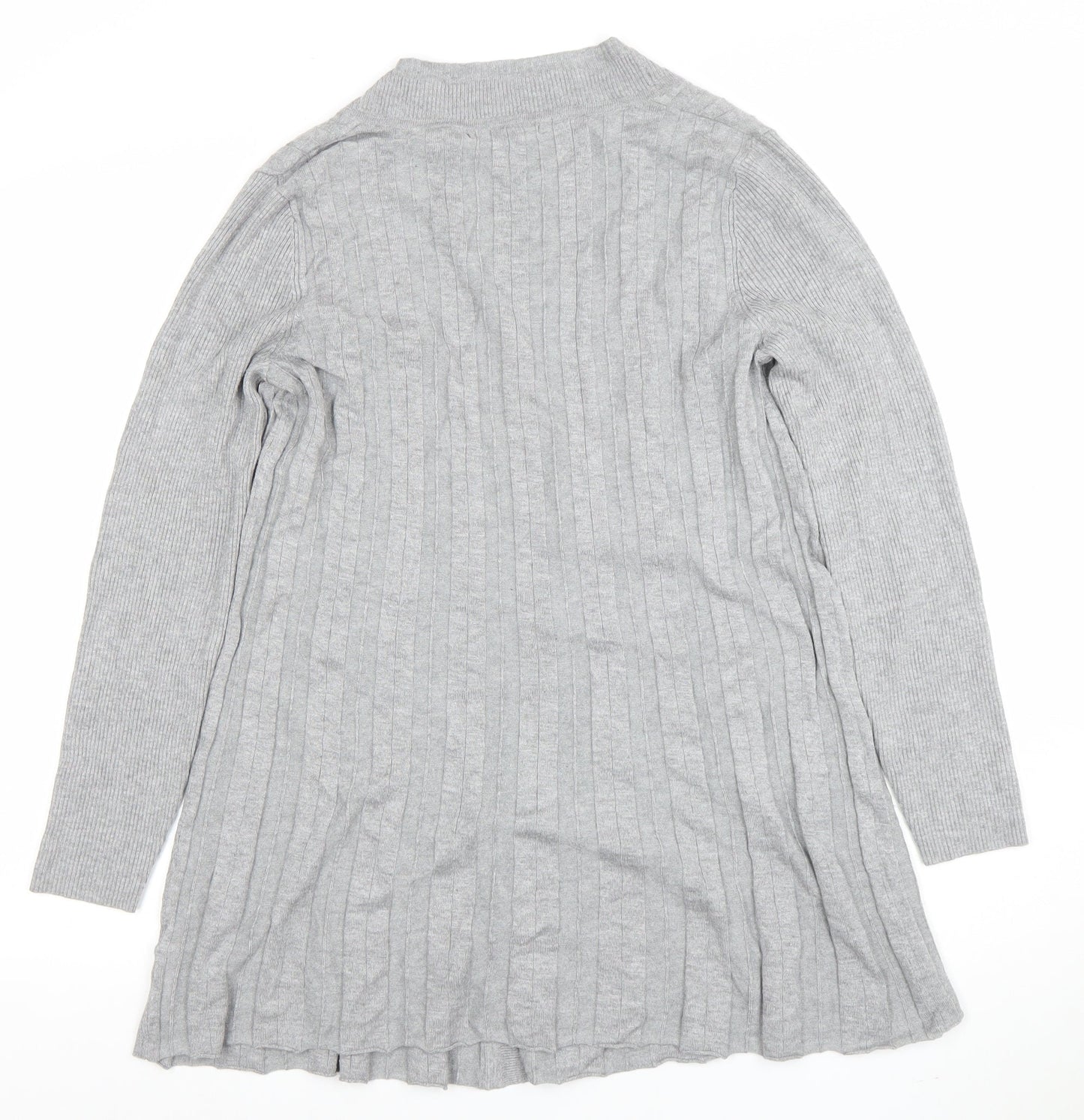 David Emanuel Women Grey Long Sleeve V-Neck Cardigan Size S