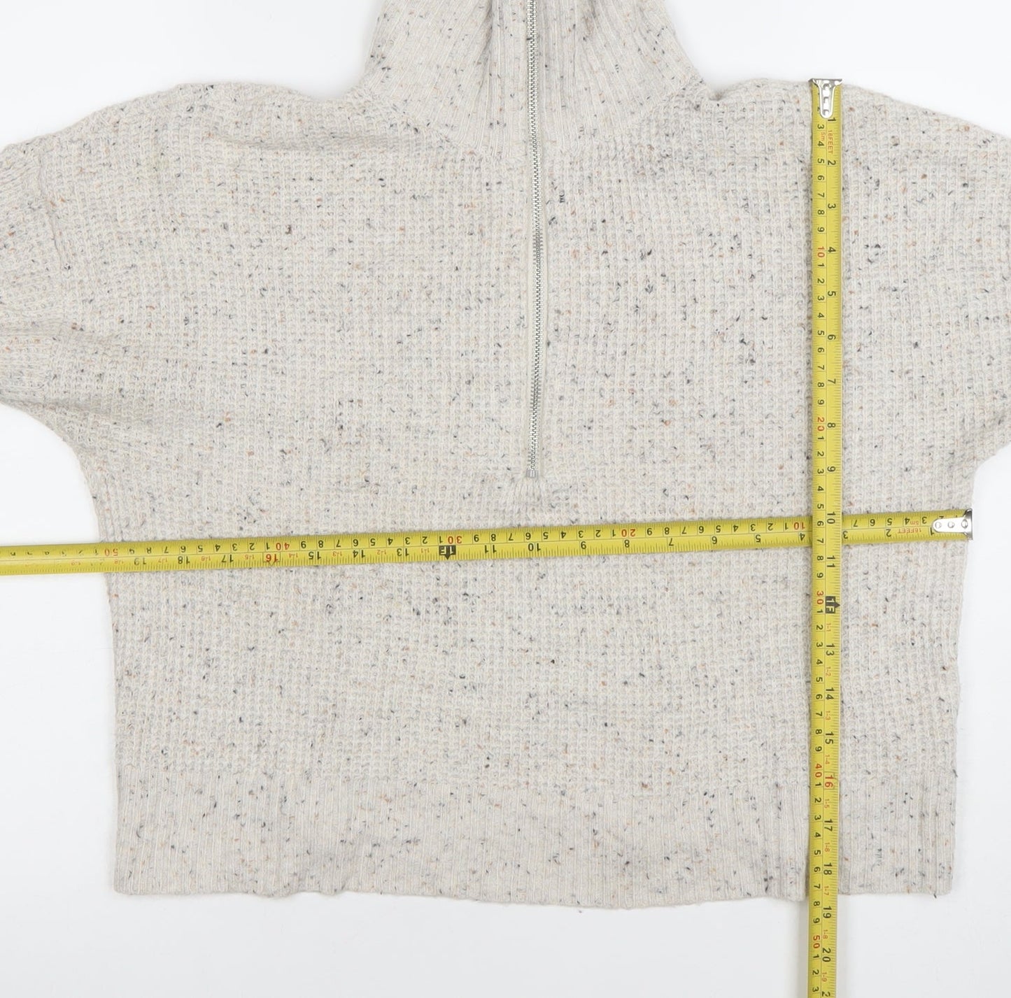 William Rast Women’s Beige 1/2 Zip High Neck Chunky Knit Jumper Size S