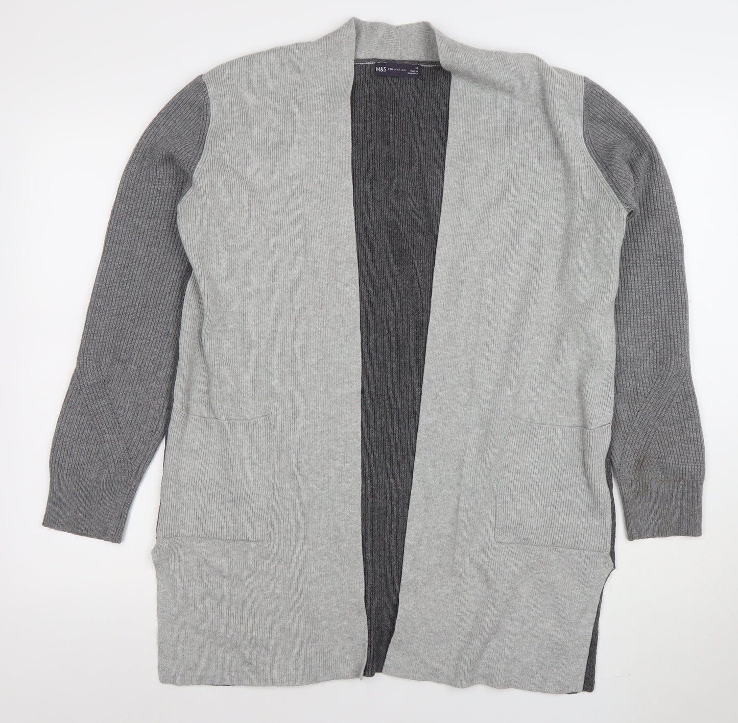 Marks and Spencer Women’s Grey Knit Long Sleeve Open Cardigan Size 12