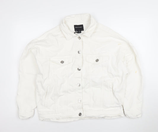 Brave Soul Women's White Cotton Twill Jacket Size 12 Casual Button Front