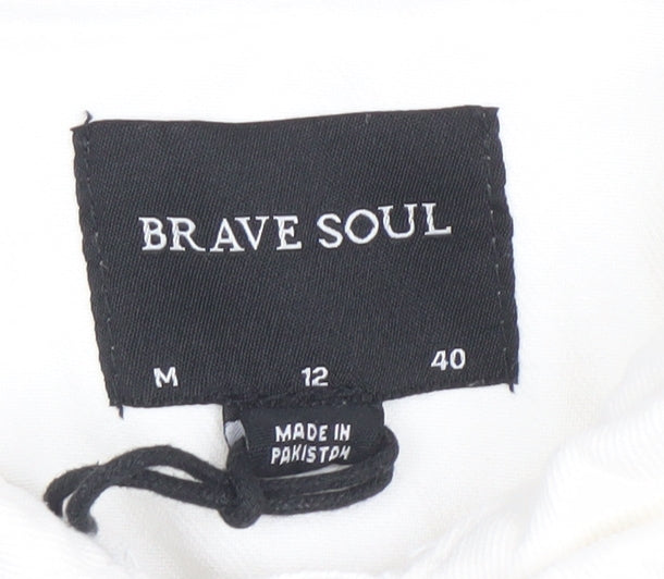 Brave Soul Women's White Cotton Twill Jacket Size 12 Casual Button Front