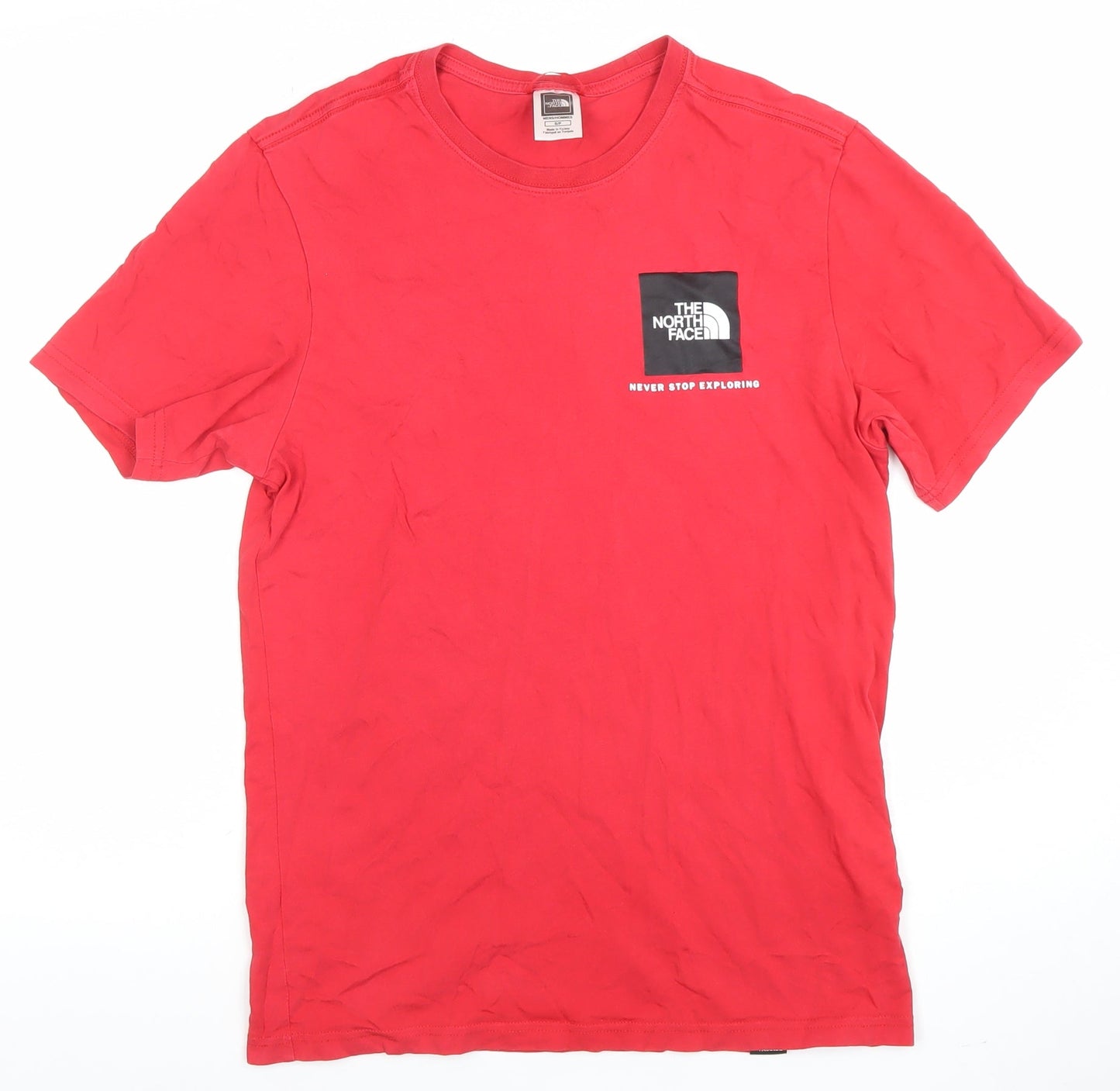 The North Face Men Red Cotton Crew Neck Short Sleeve T-Shirt Size S