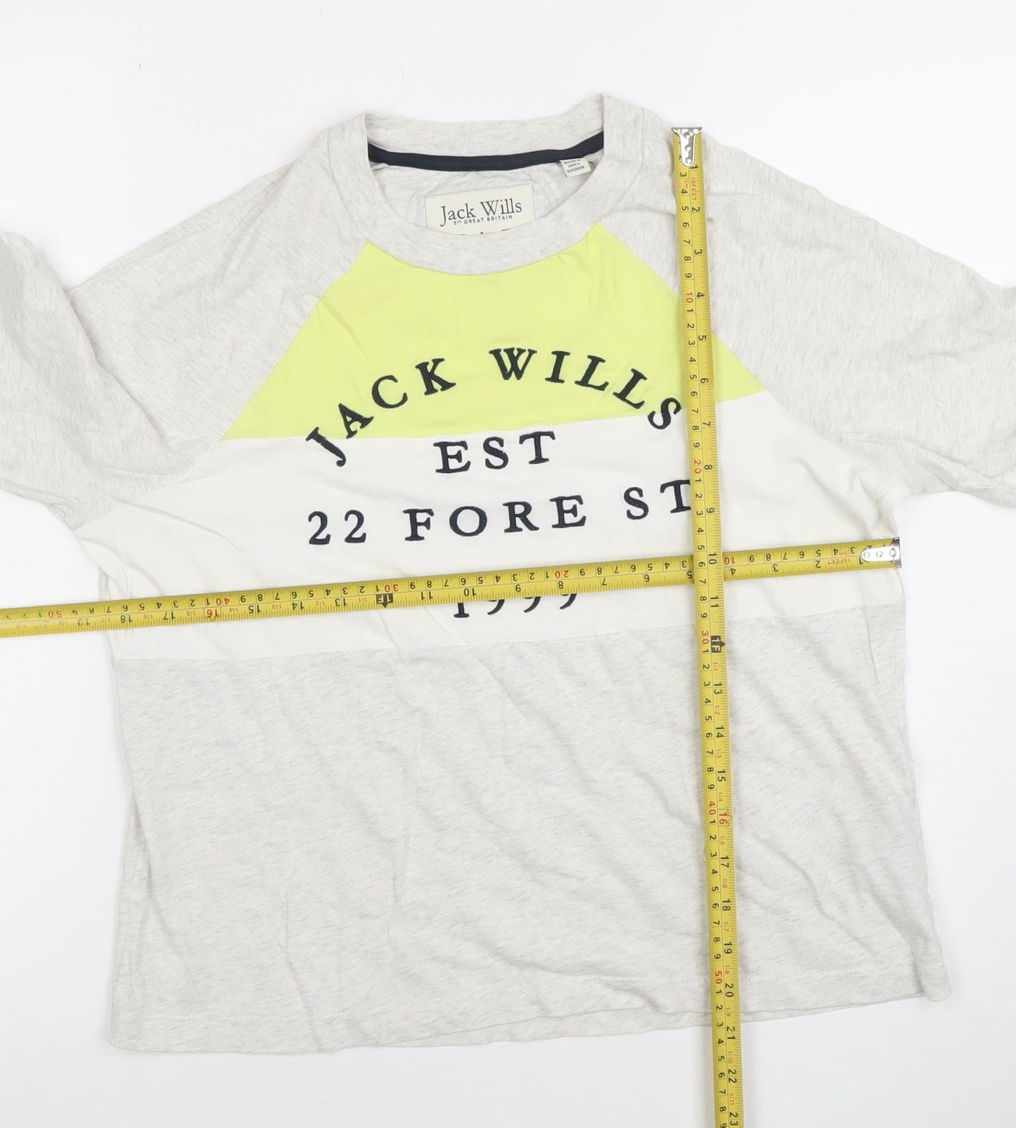 Jack Wills Womens Grey Colourblock Long Sleeve Cotton T-Shirt Size 10