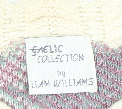 Gaelic Collection by Liam Williams Womens Floral Knit Jumper Cream Pink L