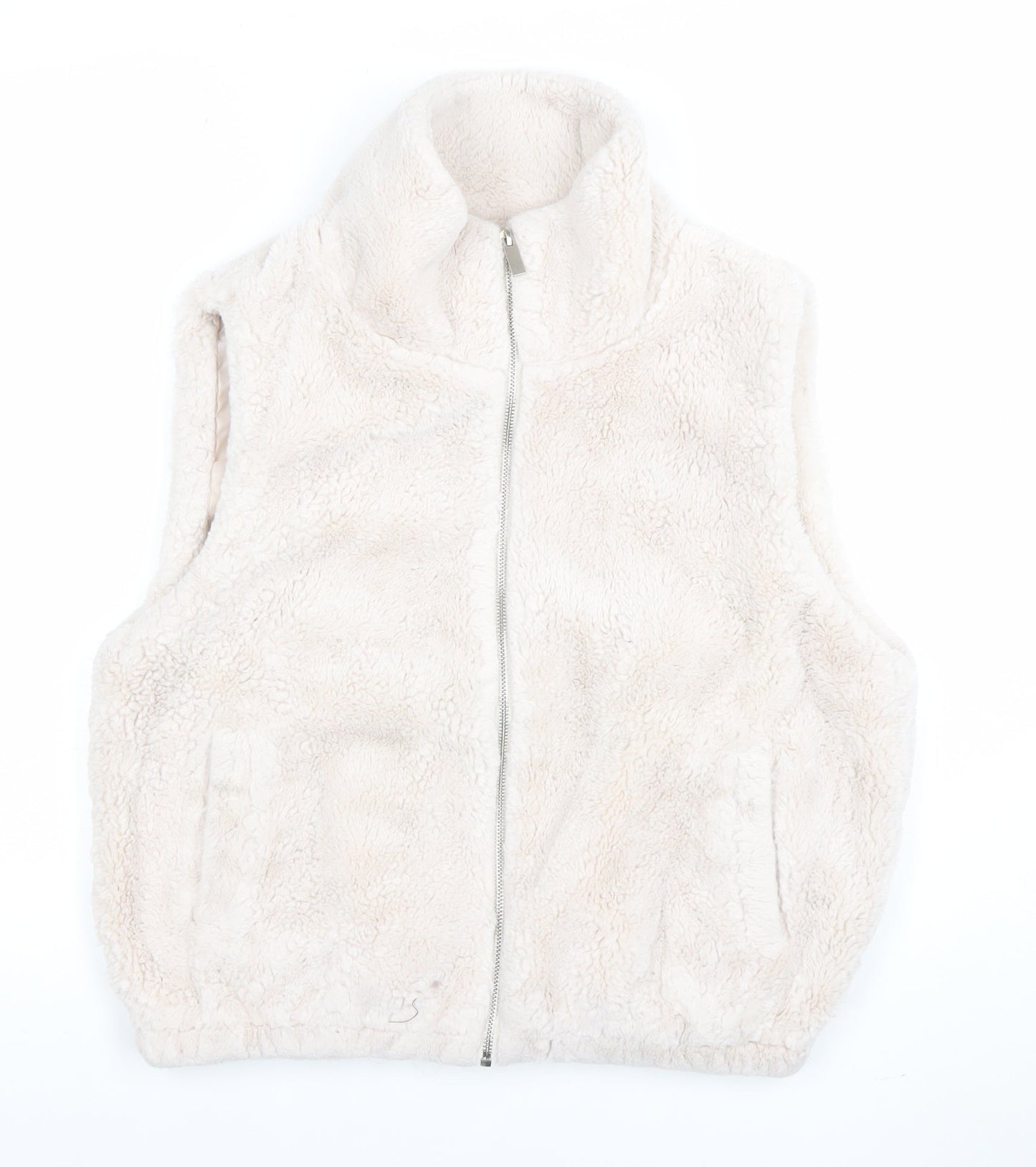 Sloosh Premium Women Beige Fleece Zip Waistcoat Size L