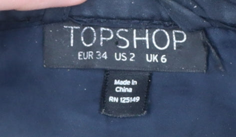 Topshop Women’s Navy Fur Hooded Puffer Jacket Size 6