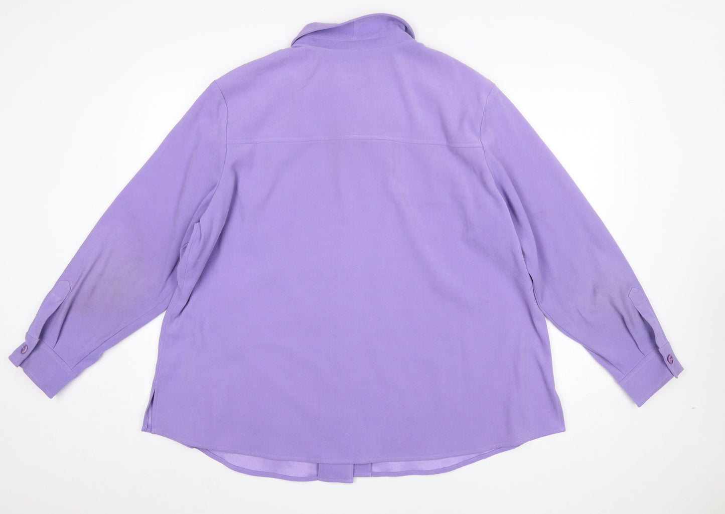 Susan Graver Women Purple Button-Up Long Sleeve Shirt 2XL