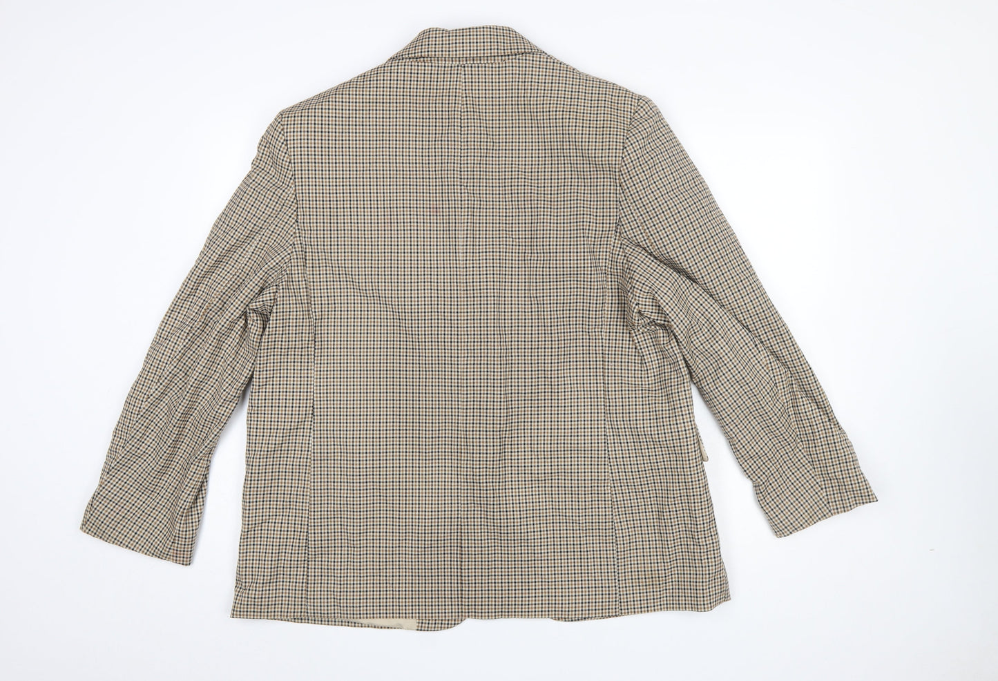 H&M Women’s Beige Checked Blazer Jacket Size L Regular Fit Single-Breasted