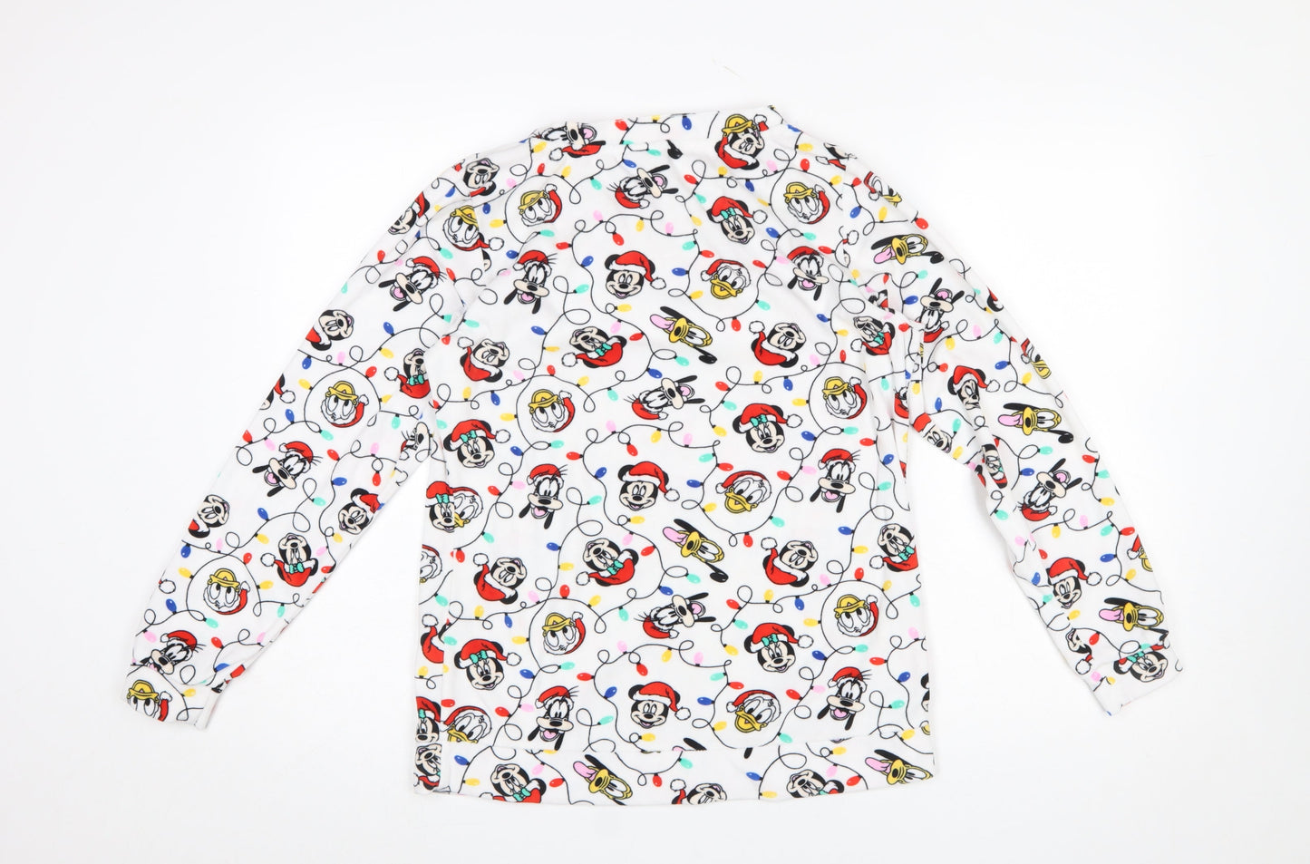 Tu Disney Womens White Christmas Nightshirt Size 10 Long Sleeve Fleece