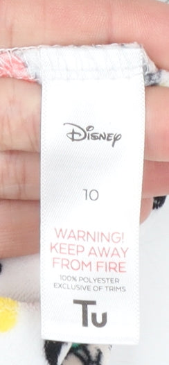 Tu Disney Womens White Christmas Nightshirt Size 10 Long Sleeve Fleece