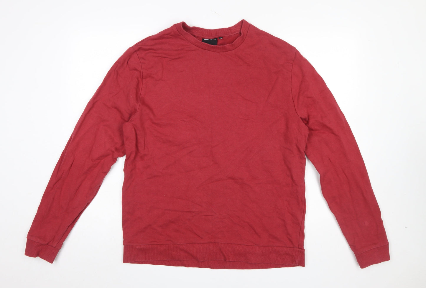 ASOS DESIGN Men Red Crew Neck Cotton Sweatshirt Size L Regular Fit