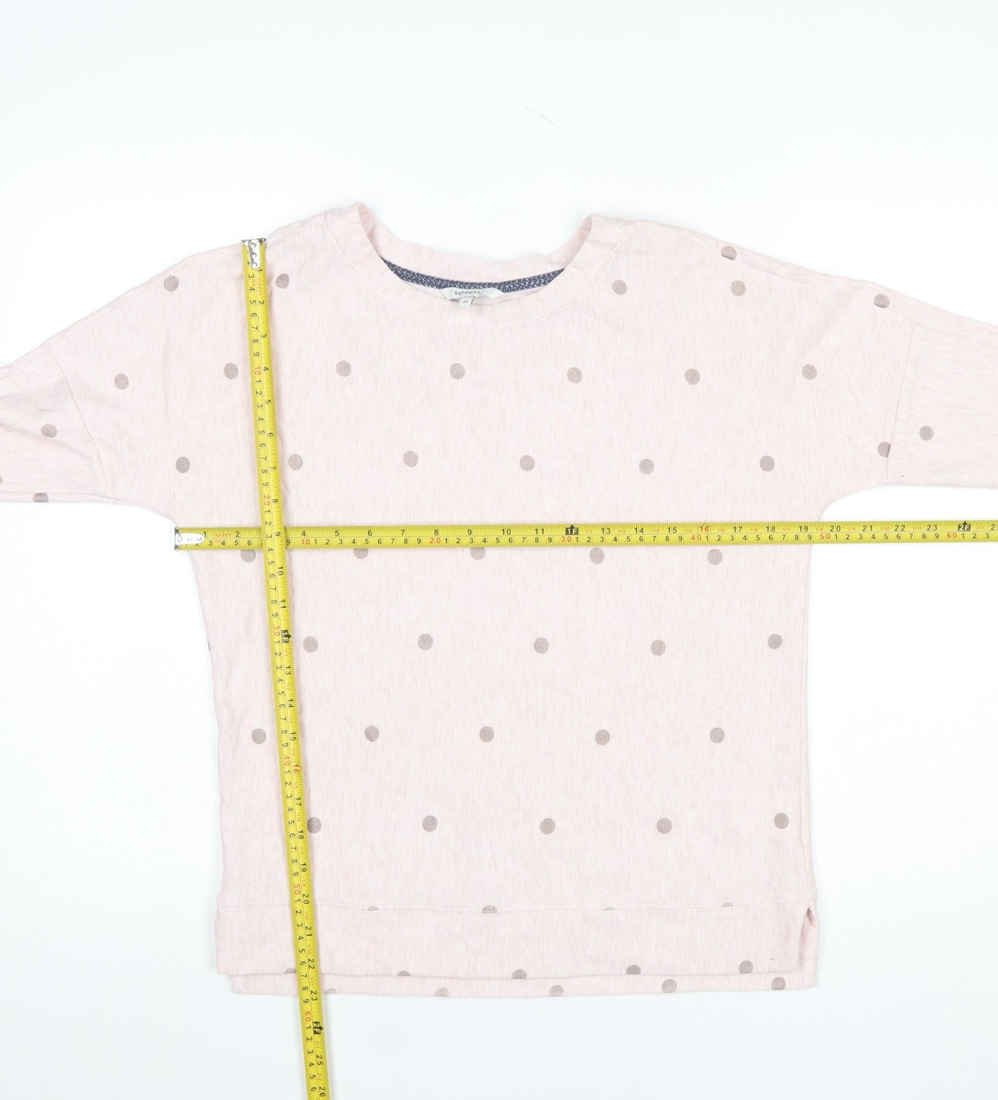 Sandwich Womens Pink Polka Dot Long Sleeve Pyjama Top XS