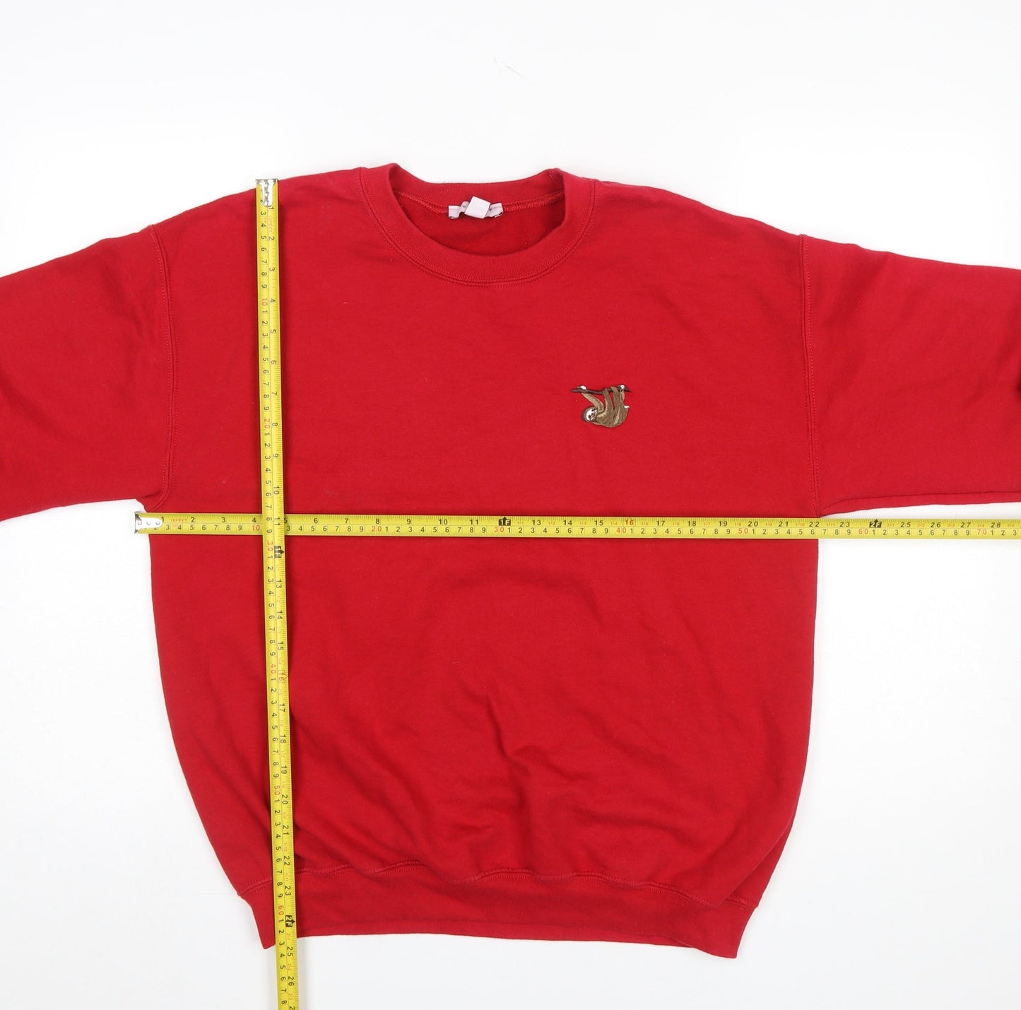 Topshop Women Red Pullover Sweatshirt M Embroidered Crew Neck Cotton