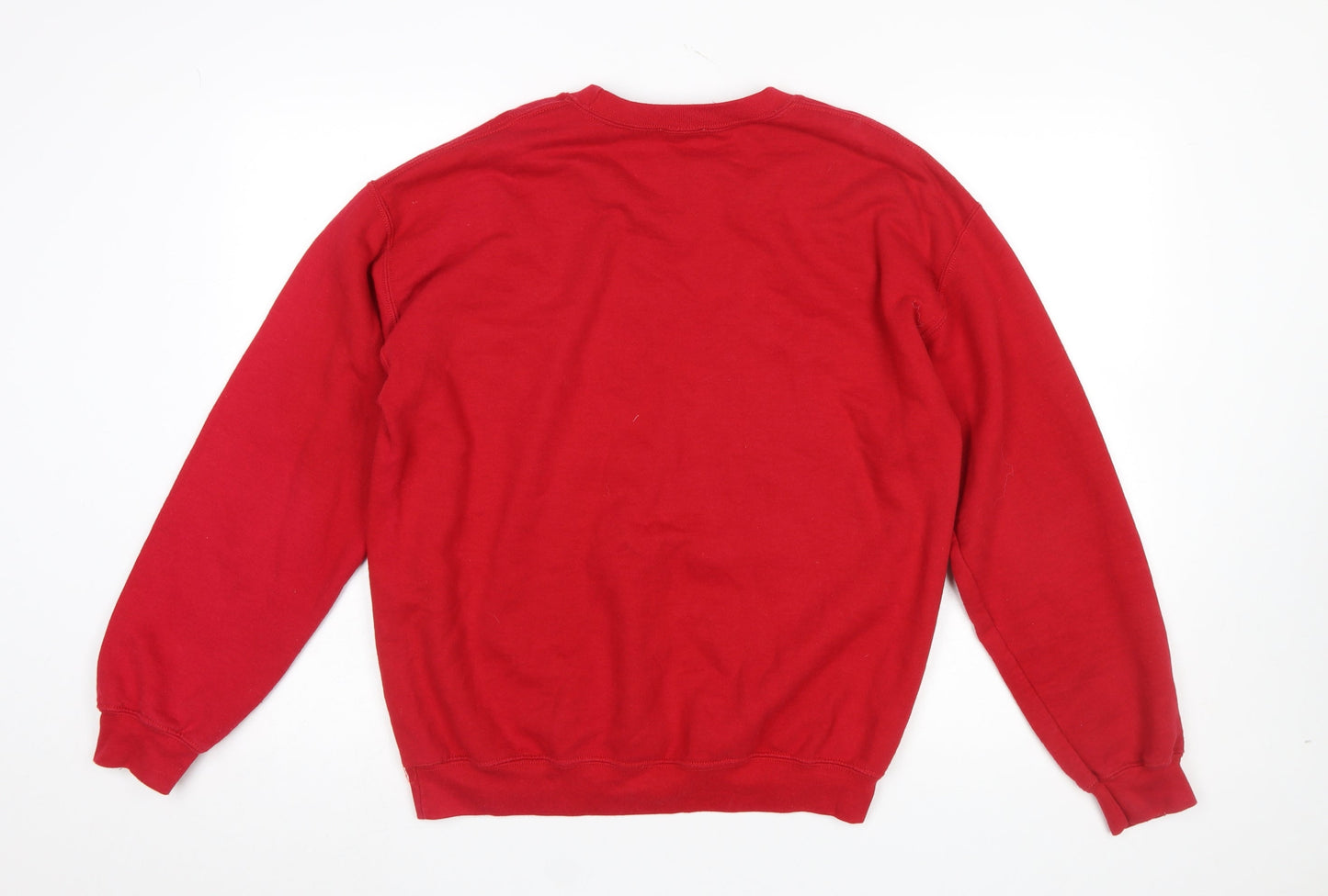 Topshop Women Red Pullover Sweatshirt M Embroidered Crew Neck Cotton