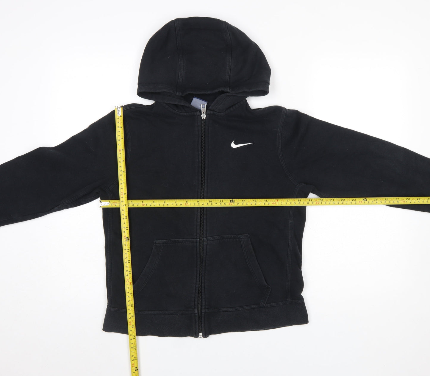 Nike Boys Black Full Zip Hoodie 12-13 Years Cotton Blend Sweatshirt