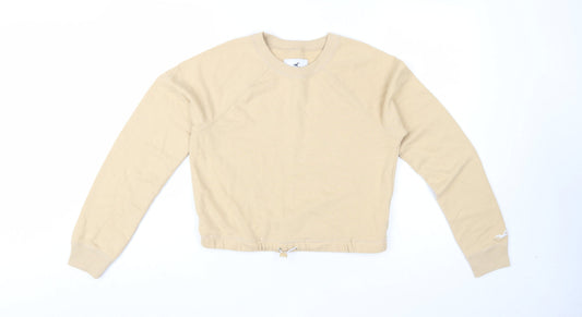 Hollister Women’s Beige Cotton Blend Crew Neck Pullover Sweatshirt Size S