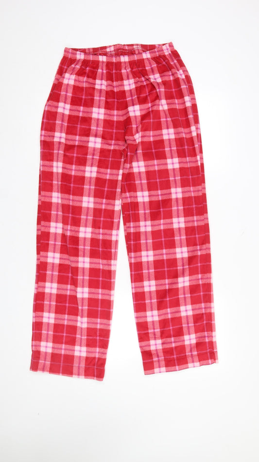 Marks and Spencer Womens Red Mix Check Pyjama Pants Small Flannel Warm Lounge Bottoms
