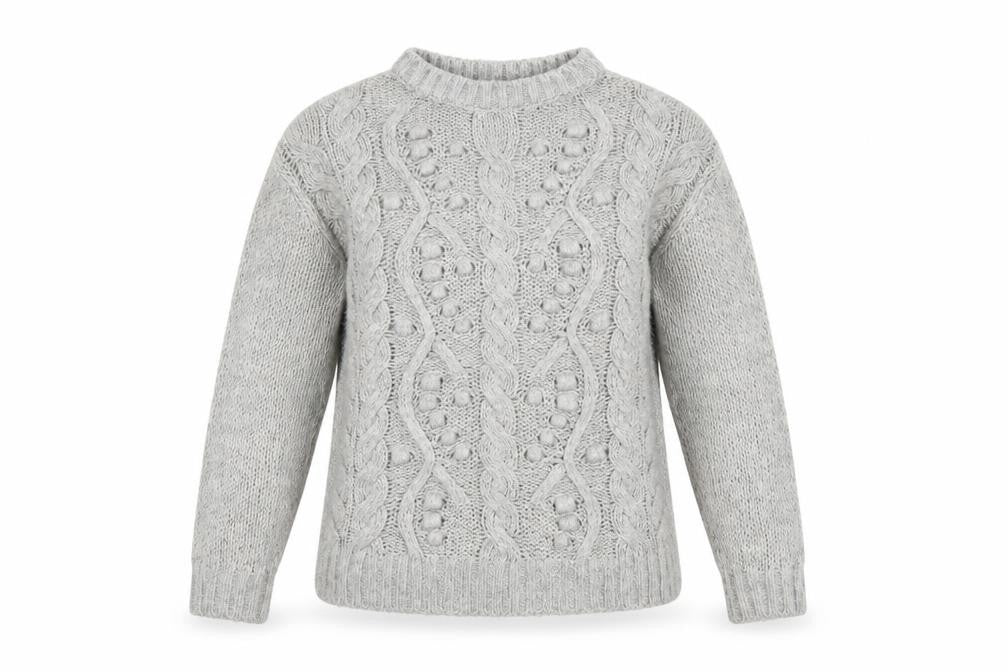 Next Womens Grey Cable-Knit Crew Neck Pullover Jumper XS