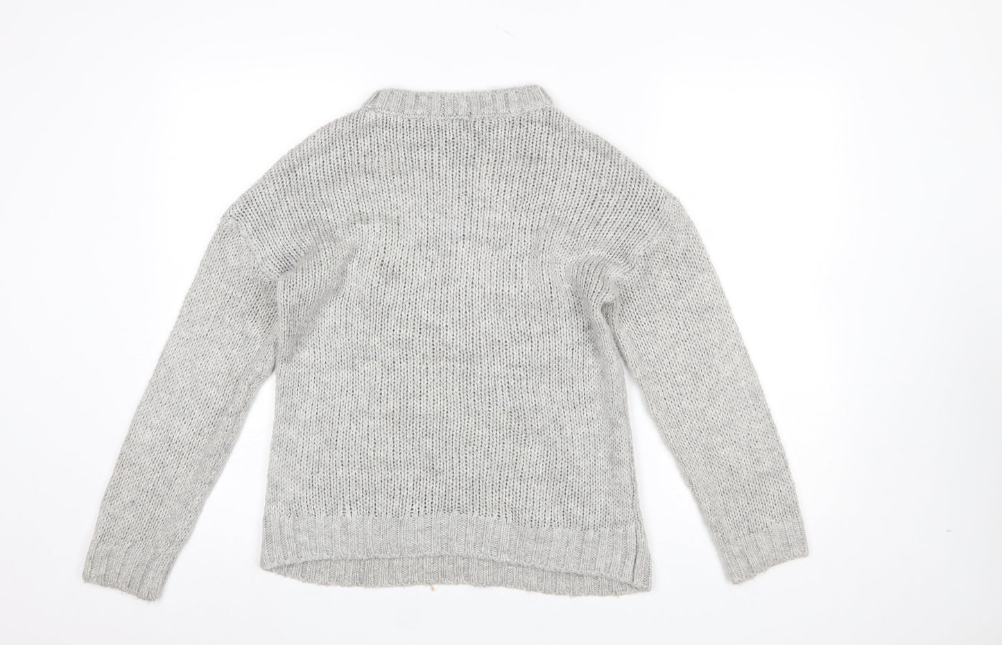 Next Womens Grey Cable-Knit Crew Neck Pullover Jumper XS