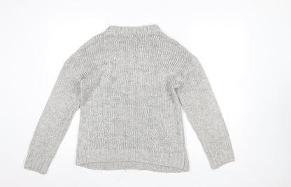 Next Womens Grey Cable-Knit Crew Neck Pullover Jumper XS