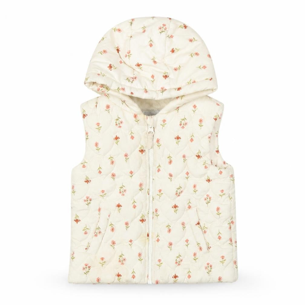 George Girls Ivory Floral Quilted Hooded Puffer Jacket 9-12 Months