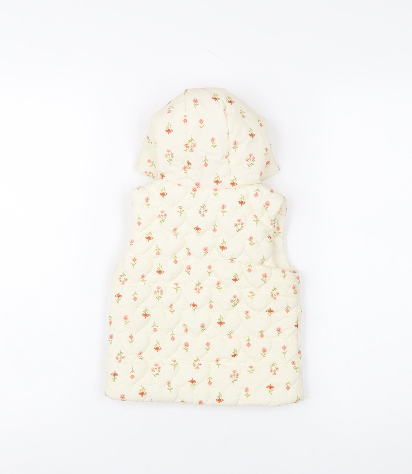 George Girls Ivory Floral Quilted Hooded Puffer Jacket 9-12 Months