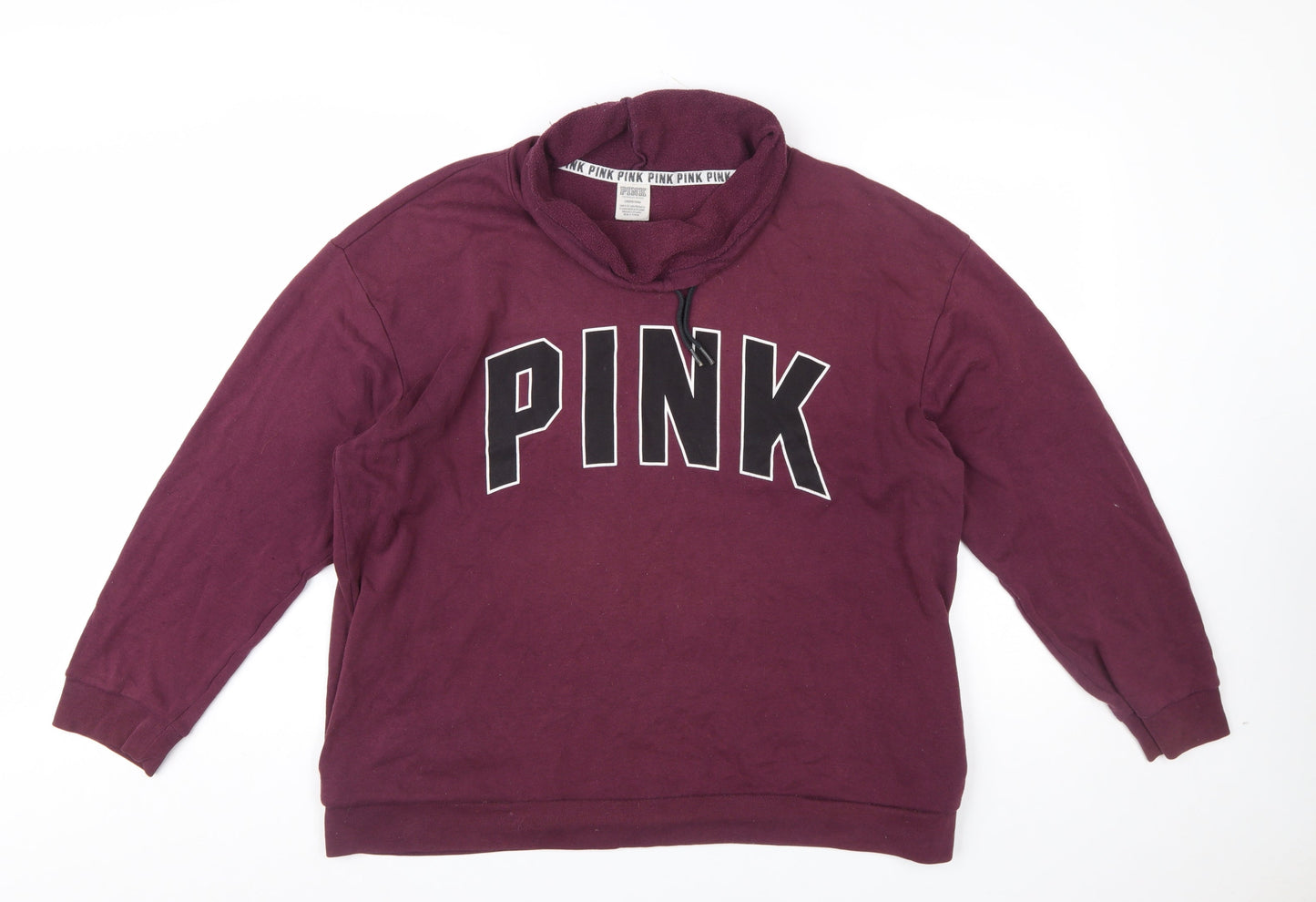 Victoria's Secret PINK Womens Burgundy Pullover Sweatshirt L Cotton Blend