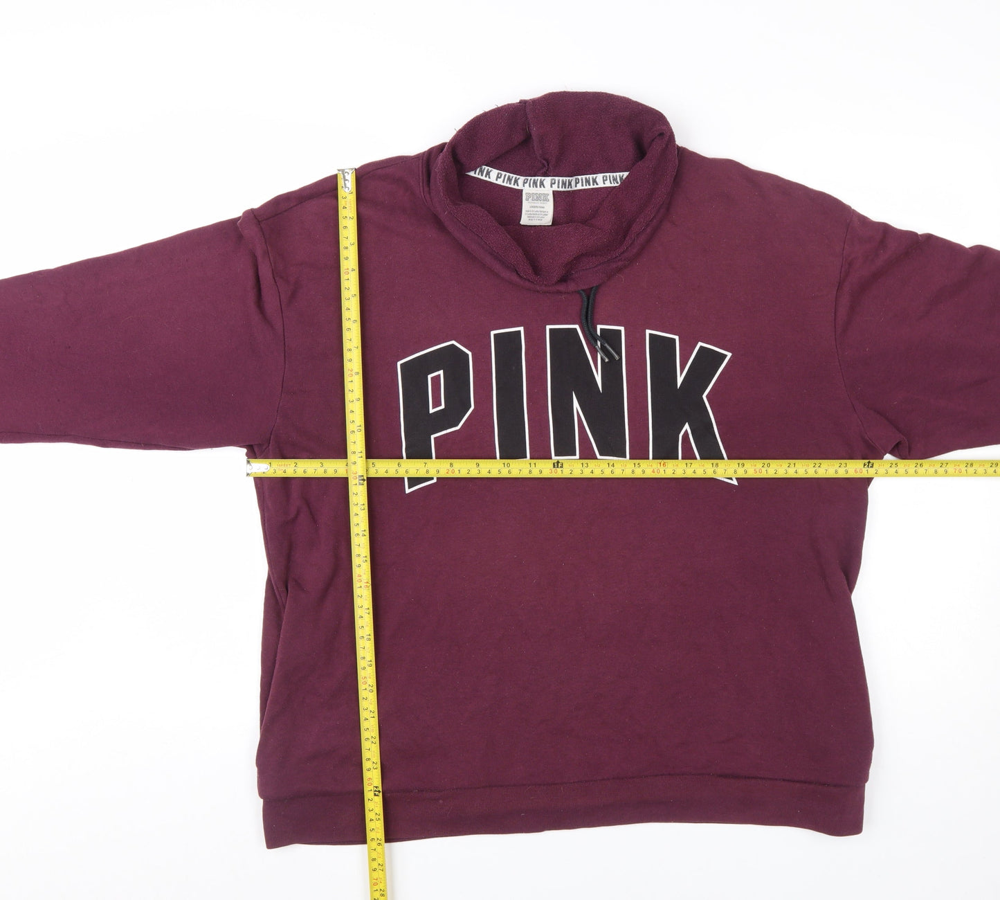 Victoria's Secret PINK Womens Burgundy Pullover Sweatshirt L Cotton Blend