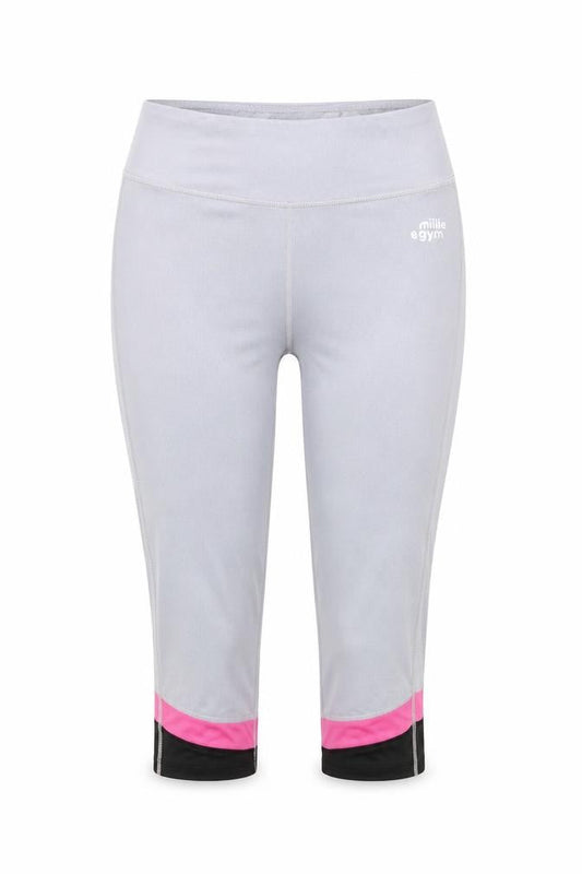 Millie & Gym Women Grey Capri Leggings S Moisture Wicking Activewear