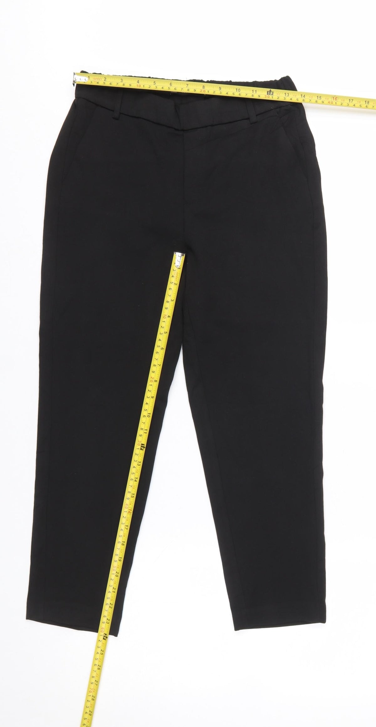Zara Women Black XS Tapered Trousers Polyester Blend Workwear
