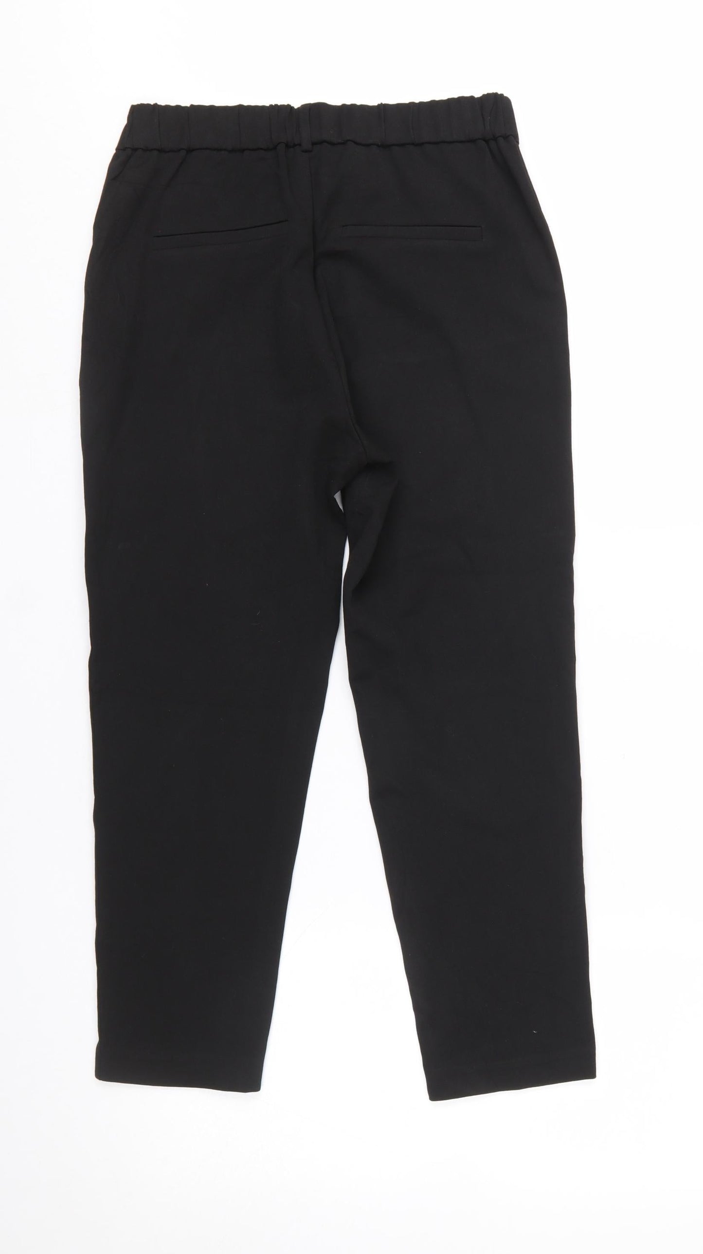 Zara Women Black XS Tapered Trousers Polyester Blend Workwear
