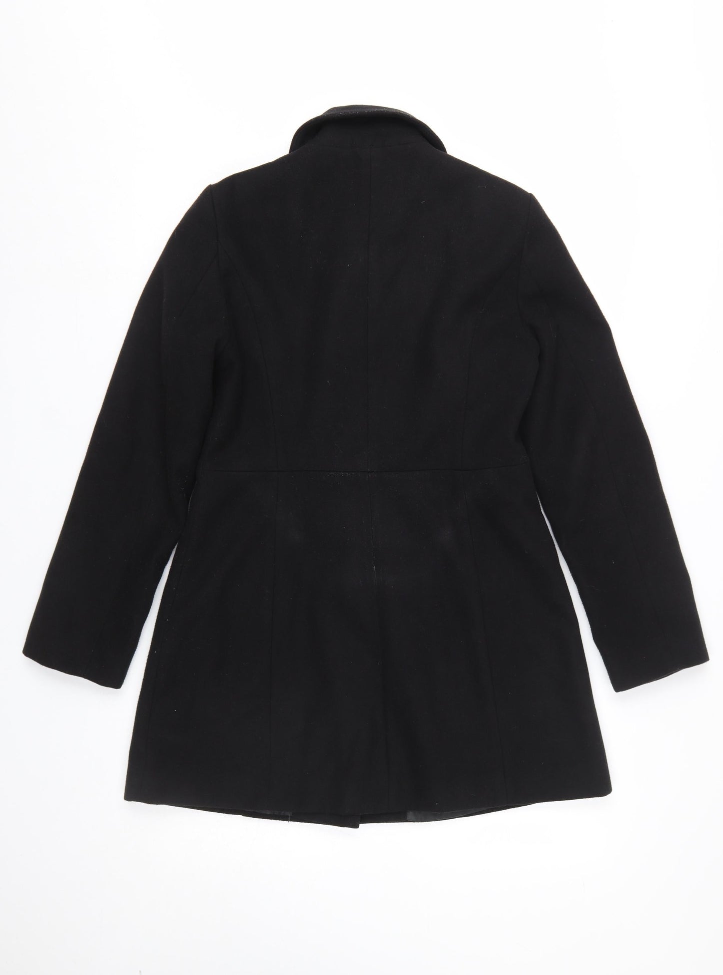 Miss Selfridge Women’s Black Petite Wool Blend Coat UK 10 Classic Buttoned