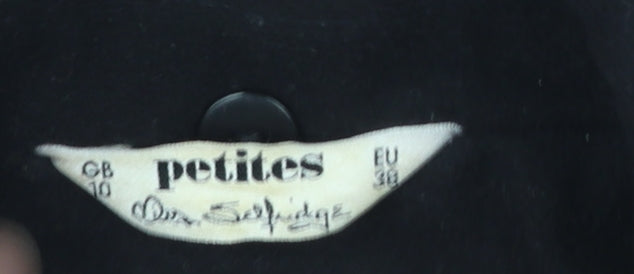 Miss Selfridge Women’s Black Petite Wool Blend Coat UK 10 Classic Buttoned