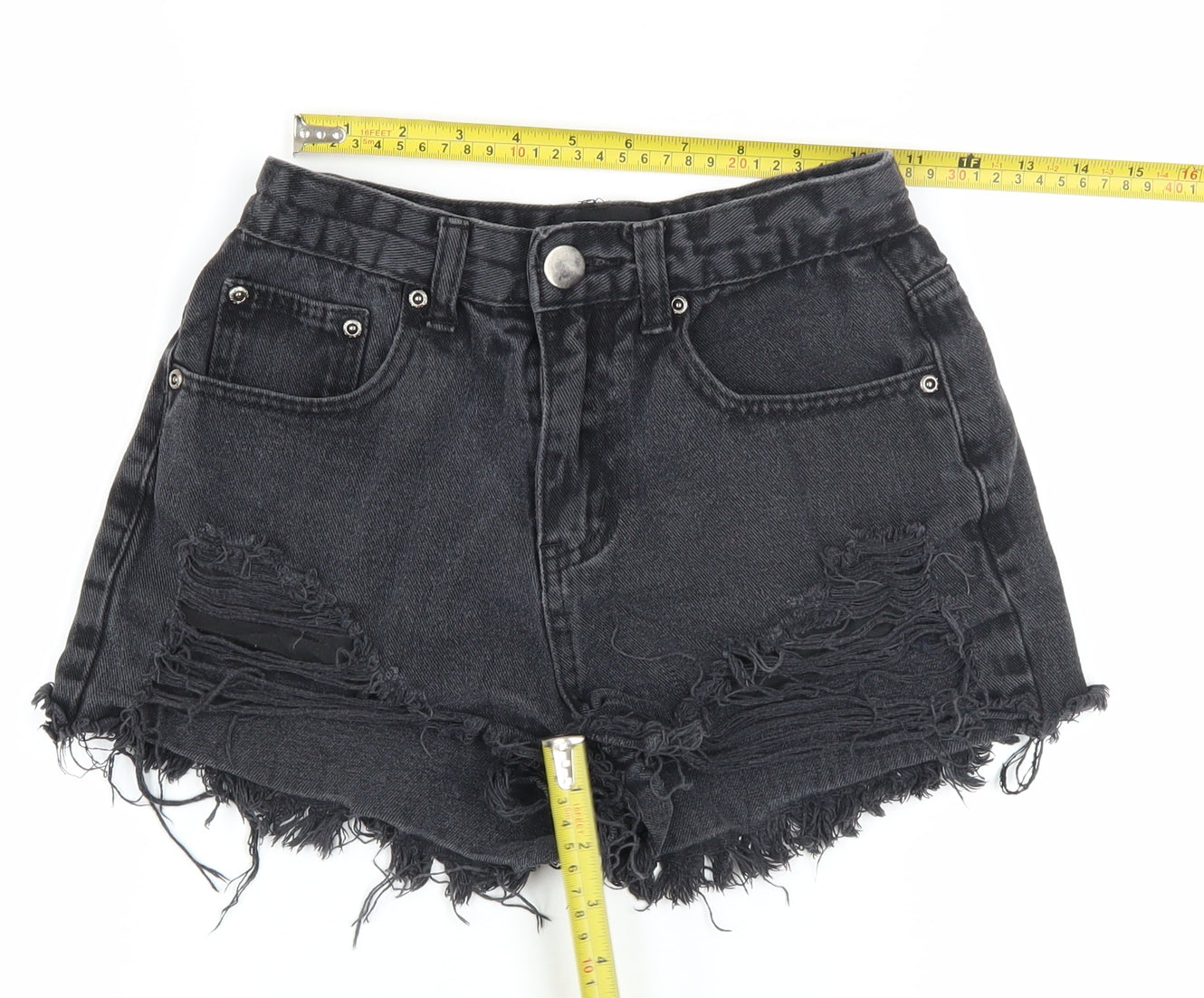 PrettyLittleThing Women’s Black Denim Cut-Off Shorts Size 6